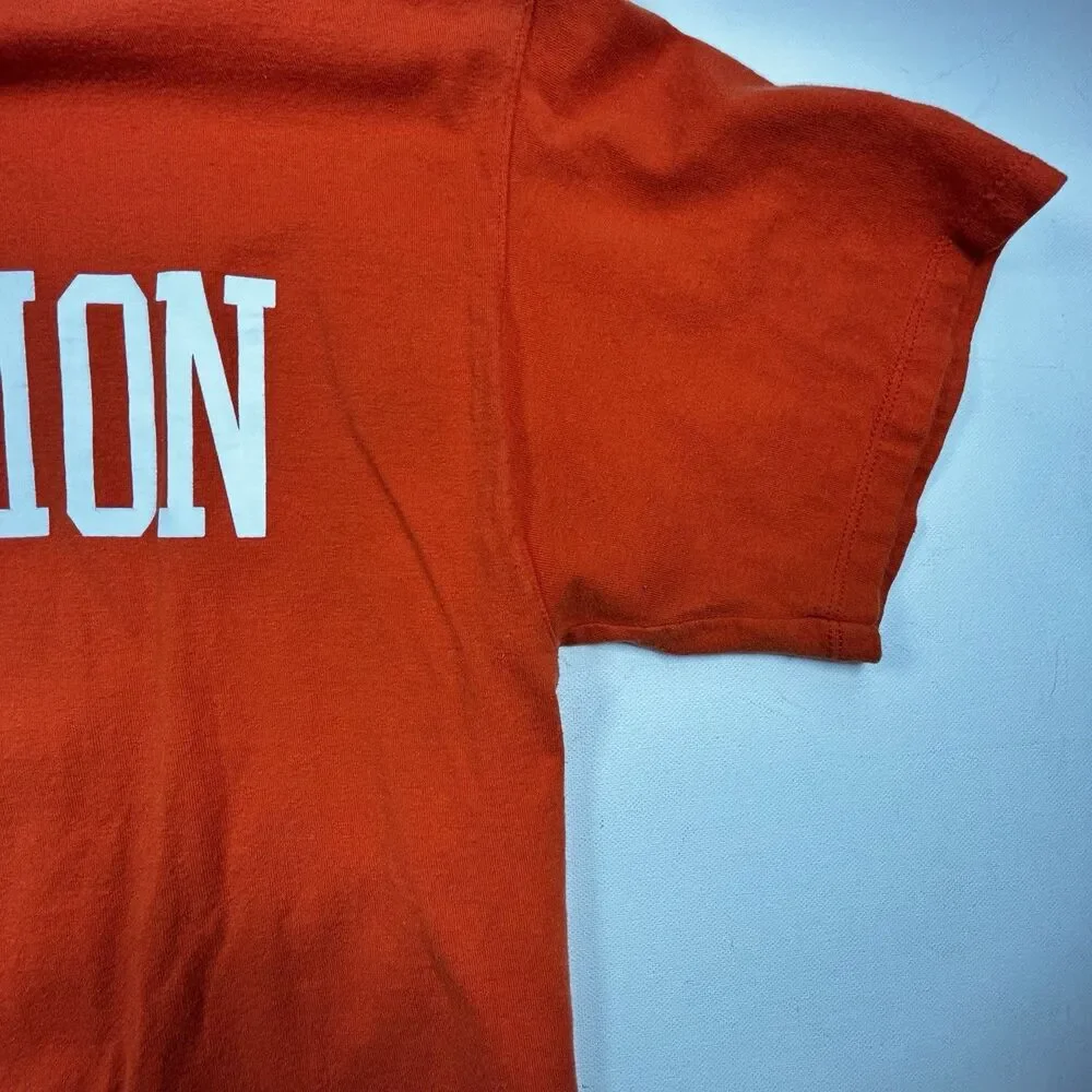 Champion Shirt Orange White Spell Out Adult Unisex Size Medium - Picture 6 of 8